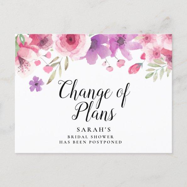 Change the Date Postponed Cancelled Event Floral Announcement PostInvitations