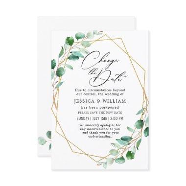 Change the Date Postponed Elegant Eucalyptus Invitations