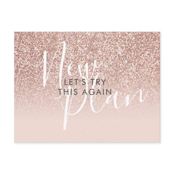 Change the Date Postponed Event Rose Gold Glitter Post