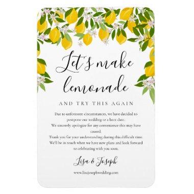 Change the Date Postponed Wedding Greenery Lemons Magnet