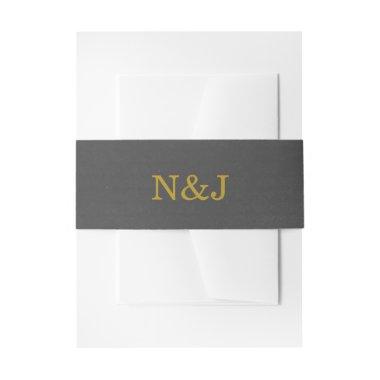 Charcoal Grey & Faux Gold Floral Wedding Elegant  Belly Band