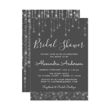 Charcoal Grey Silver String Lights