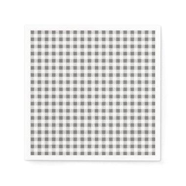 Charcoal White Gingham Pattern Paper Napkins