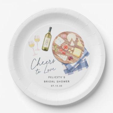 Charcuterie Board Wine & Cheese Cheers to Love Paper Plates