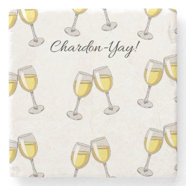 Chardon-Yay! White Wineglasses Stone Coaster