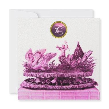 CHARIOT OF SWANS WITH CUPCAKES BEACH WEDDING Invitations