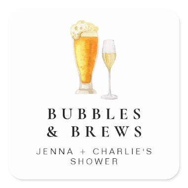 CHARLIE Bubbles & Brews Couples Shower Favor Square Sticker