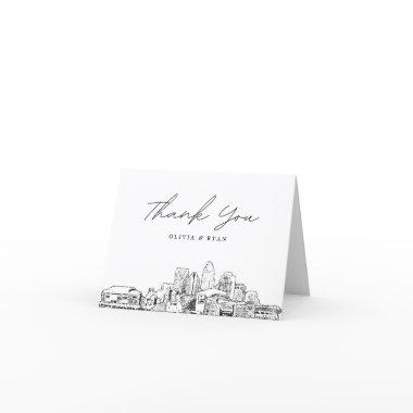 Charlotte Skyline Sketch Blank Thank You Invitations