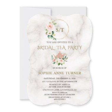 Charm Blush Floral Gold Frame Marble