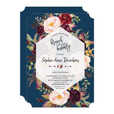 Charm Burgundy Floral Geometric Brunch and Bubbly
