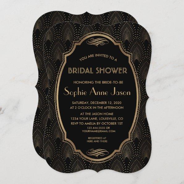 Charm Great Gatsby Vintage Art Deco Bridal Shower Invitations