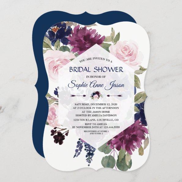Charm Lavender Purple Floral Bloom Bridal Shower Invitations