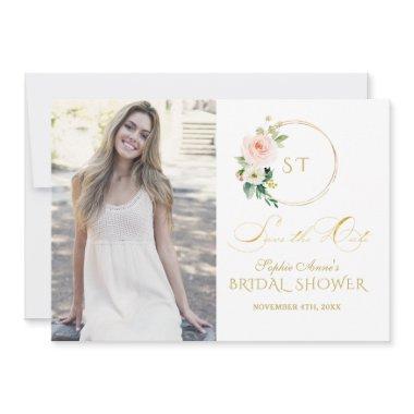 Charm Pink Blush Flowers Gold Save The Date
