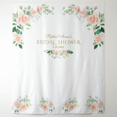 Charm Pink Flowers Bridal Shower Photo Booth Prop Tapestry