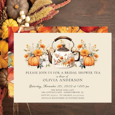 Charming Autumn Floral Bridal Tea Party Invitations