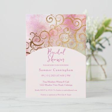 Charming Gold Botanical Bridal Shower Invitations