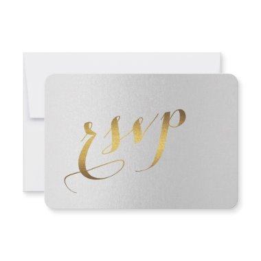 Charming Gold Foil Grey Wedding RSVP
