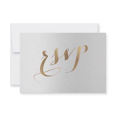 Charming Gold Foil Grey Wedding RSVP