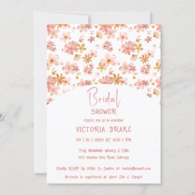 Charming Painted Floral Bridal Shower Invitations
