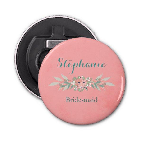 Charming Pink Floral Bridesmaid Bottle Opener