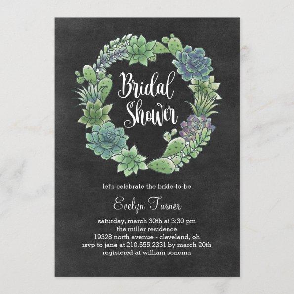 Charming Succulents Bridal Shower Invitations