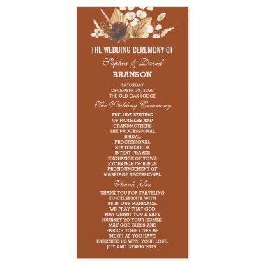 Charming Terracotta Pampas Grass Floral Wedding Program