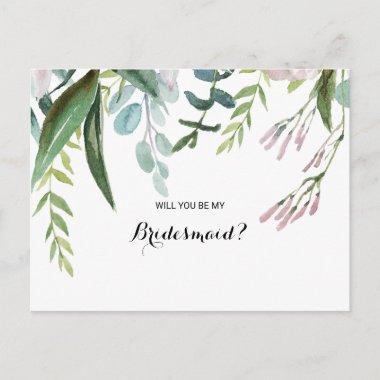 Charming Tropical Floral & Greenery Bridesmaid Invitation PostInvitations