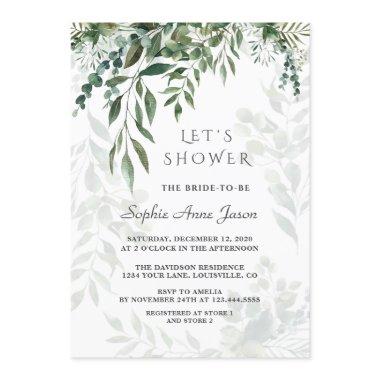 Charming Watercolor Greenery Bridal Shower Invitations