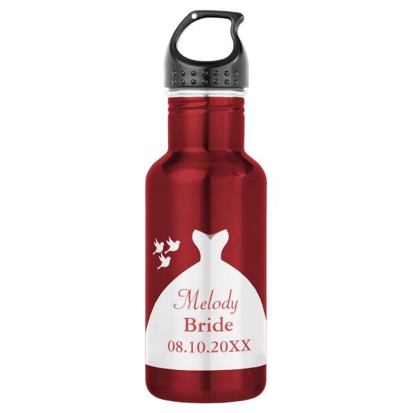 Charming Wedding Gown Red and White Stainless Steel Water Bottle