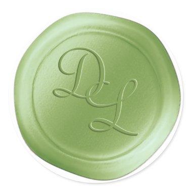 Chartreuse 2 Letter Monogram Wax Seal Stickers