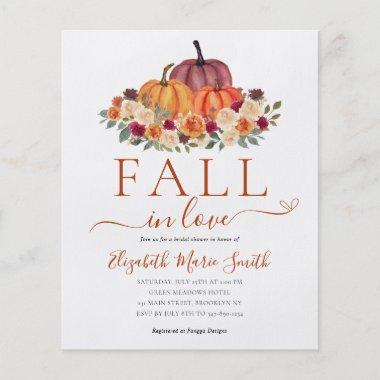Cheap Fall in Love Floral Pumpkin Bridal Shower Flyer