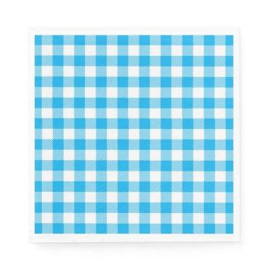 Checkered Blue White Checks Pattern Gingham Plaid Napkins