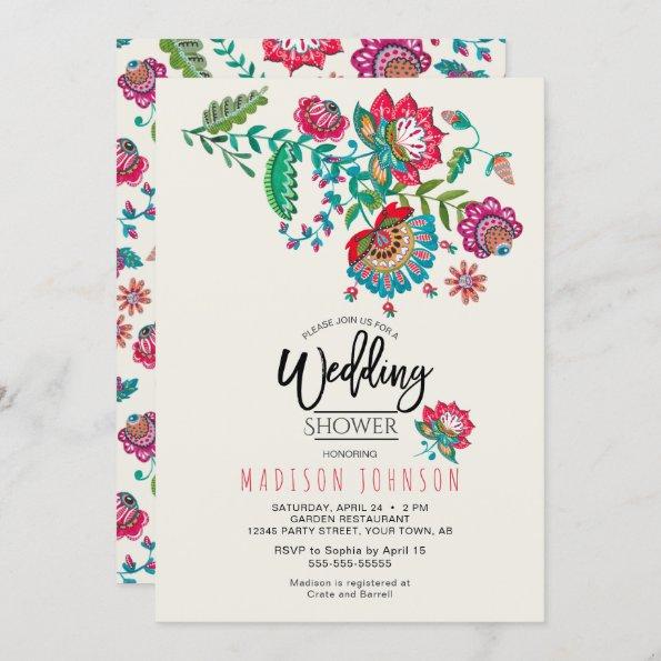 Cheerful Mexican Red & Turquoise Folk art Floral Invitations