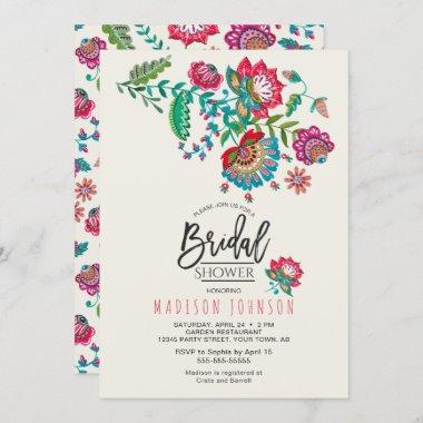 Cheerful Mexican Red & Turquoise Folk art Floral Invitations