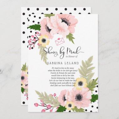 Cheerful Pink Yellow Poppies Dots Shower by Mail Invitations