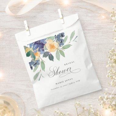 Cheerful Rustic Yellow Blue Floral Bridal Shower Favor Bag