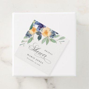 Cheerful Rustic Yellow Blue Floral Bridal Shower Favor Tags