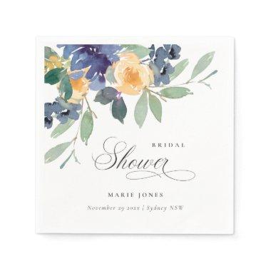 Cheerful Rustic Yellow Blue Floral  Napkins