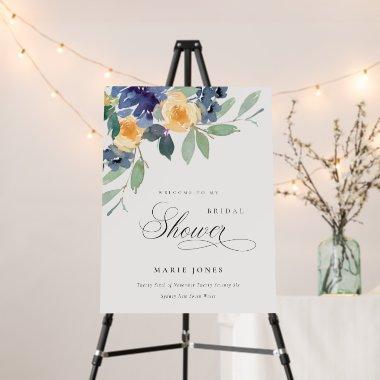 Cheerful Yellow Blue Floral  Welcome Foam Board
