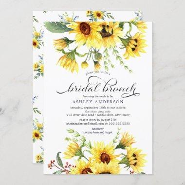 Cheerful Yellow Sunflower Bridal Shower Brunch Invitations