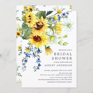 Cheerful Yellow Sunflower Bridal Shower Invitations