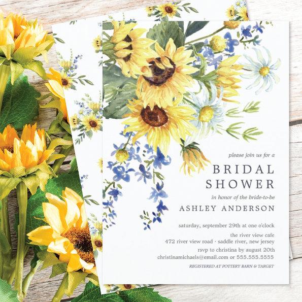 Cheerful Yellow Sunflower Bridal Shower Invitations