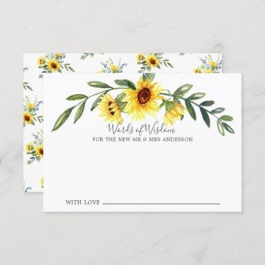 Cheerful Yellow Sunflower Bride Words of Wisdom Invitations