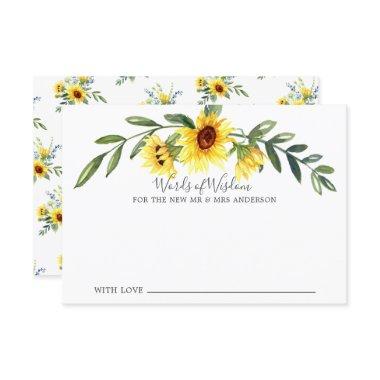 Cheerful Yellow Sunflower Bride Words of Wisdom Invitations