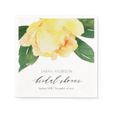 CHEERFUL YELLOW WATERCOLOR FLORAL BRIDAL SHOWER PAPER NAPKINS