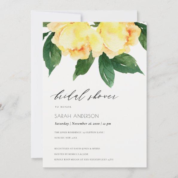 CHEERFUL YELLOW WATERCOLOUR FLORAL BRIDAL SHOWER Invitations