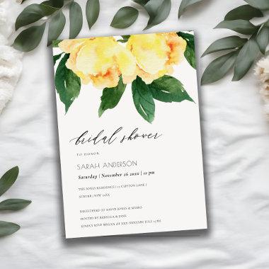 CHEERFUL YELLOW WATERCOLOUR FLORAL BRIDAL SHOWER Invitations