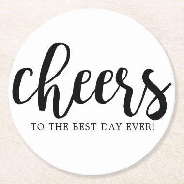 Cheers Best Day Hand-Lettering Round Paper Coaster