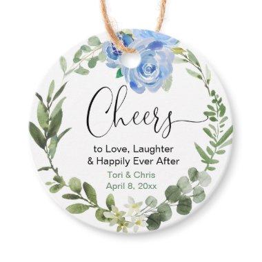 Cheers  greenery blue floral Favor Tags