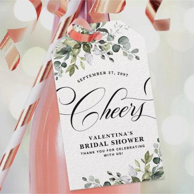 Cheers Bridal Shower Thank You Favor Greenery Tags
